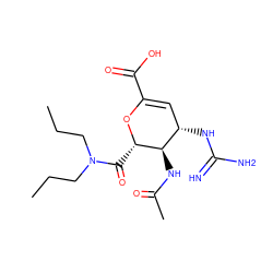 CCCN(CCC)C(=O)[C@@H]1OC(C(=O)O)=C[C@H](NC(=N)N)[C@H]1NC(C)=O ZINC000013778742