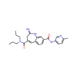 CCCN(CCC)C(=O)C1=Cc2ccc(C(=O)Nc3ccc(C)nc3)cc2NC(=N)C1 ZINC001772629931