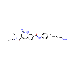 CCCN(CCC)C(=O)C1=Cc2ccc(C(=O)Nc3ccc(CCCCCN)cc3)cc2NC(=N)C1 ZINC001772595623