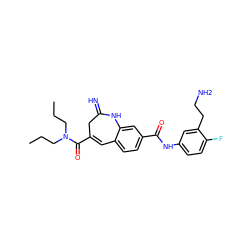 CCCN(CCC)C(=O)C1=Cc2ccc(C(=O)Nc3ccc(F)c(CCN)c3)cc2NC(=N)C1 ZINC001772649132