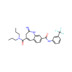 CCCN(CCC)C(=O)C1=Cc2ccc(C(=O)Nc3cccc(C(F)(F)F)c3)cc2NC(=N)C1 ZINC001772609712