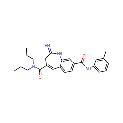 CCCN(CCC)C(=O)C1=Cc2ccc(C(=O)Nc3cccc(C)c3)cc2NC(=N)C1 ZINC001772628675