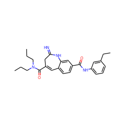 CCCN(CCC)C(=O)C1=Cc2ccc(C(=O)Nc3cccc(CC)c3)cc2NC(=N)C1 ZINC001772629362