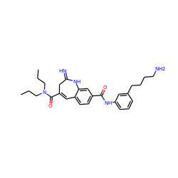 CCCN(CCC)C(=O)C1=Cc2ccc(C(=O)Nc3cccc(CCCCN)c3)cc2NC(=N)C1 ZINC001772610221