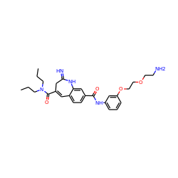 CCCN(CCC)C(=O)C1=Cc2ccc(C(=O)Nc3cccc(OCCOCCN)c3)cc2NC(=N)C1 ZINC001772637569