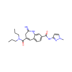 CCCN(CCC)C(=O)C1=Cc2ccc(C(=O)Nc3ccn(C)n3)cc2NC(=N)C1 ZINC001772643830