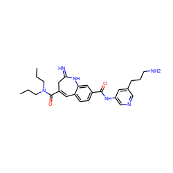 CCCN(CCC)C(=O)C1=Cc2ccc(C(=O)Nc3cncc(CCCN)c3)cc2NC(=N)C1 ZINC001772611275