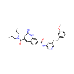 CCCN(CCC)C(=O)C1=Cc2ccc(C(=O)Nc3cncc(CCc4cccc(OC)c4)c3)cc2NC(=N)C1 ZINC001772621722