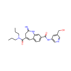 CCCN(CCC)C(=O)C1=Cc2ccc(C(=O)Nc3cncc(CO)c3)cc2NC(=N)C1 ZINC001772574663