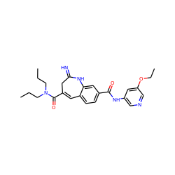 CCCN(CCC)C(=O)C1=Cc2ccc(C(=O)Nc3cncc(OCC)c3)cc2NC(=N)C1 ZINC001772608135