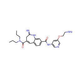 CCCN(CCC)C(=O)C1=Cc2ccc(C(=O)Nc3cncc(OCCN)c3)cc2NC(=N)C1 ZINC001772622871