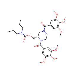 CCCN(CCC)C(=O)OC[C@@H]1CN(C(=O)c2cc(OC)c(OC)c(OC)c2)CCN1C(=O)c1cc(OC)c(OC)c(OC)c1 ZINC000025963764