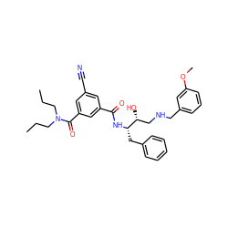 CCCN(CCC)C(=O)c1cc(C#N)cc(C(=O)N[C@@H](Cc2ccccc2)[C@H](O)CNCc2cccc(OC)c2)c1 ZINC000028705191