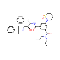 CCCN(CCC)C(=O)c1cc(C(=O)N[C@@H](Cc2ccccc2)[C@@H](O)CNC(C)(C)c2ccccc2)cc(N2CCCCS2(=O)=O)c1 ZINC000169342029