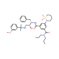 CCCN(CCC)C(=O)c1cc(C(=O)N[C@@H](Cc2ccccc2)[C@H](O)CNC(C)(C)c2cccc(OC)c2)cc(N2CCCCS2(=O)=O)c1 ZINC000049745031