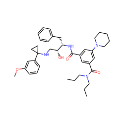 CCCN(CCC)C(=O)c1cc(C(=O)N[C@@H](Cc2ccccc2)[C@H](O)CNC2(c3cccc(OC)c3)CC2)cc(N2CCCCC2)c1 ZINC000169342043