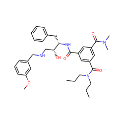 CCCN(CCC)C(=O)c1cc(C(=O)N[C@@H](Cc2ccccc2)[C@H](O)CNCc2cccc(OC)c2)cc(C(=O)N(C)C)c1 ZINC000028705250