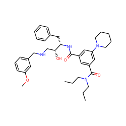 CCCN(CCC)C(=O)c1cc(C(=O)N[C@@H](Cc2ccccc2)[C@H](O)CNCc2cccc(OC)c2)cc(N2CCCCC2)c1 ZINC000169342044