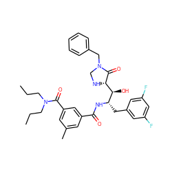 CCCN(CCC)C(=O)c1cc(C)cc(C(=O)N[C@@H](Cc2cc(F)cc(F)c2)[C@H](O)[C@@H]2NCN(Cc3ccccc3)C2=O)c1 ZINC000024975881