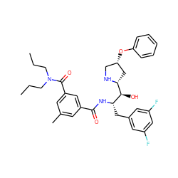 CCCN(CCC)C(=O)c1cc(C)cc(C(=O)N[C@@H](Cc2cc(F)cc(F)c2)[C@H](O)[C@H]2C[C@@H](Oc3ccccc3)CN2)c1 ZINC000016052458