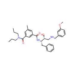 CCCN(CCC)C(=O)c1cc(C)cc(C(=O)N[C@@H](Cc2ccccc2)[C@H](O)CNCc2cccc(OC)c2)c1 ZINC000028705174