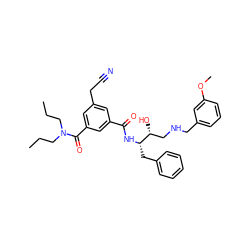 CCCN(CCC)C(=O)c1cc(CC#N)cc(C(=O)N[C@@H](Cc2ccccc2)[C@H](O)CNCc2cccc(OC)c2)c1 ZINC000028705202