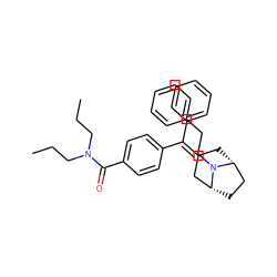 CCCN(CCC)C(=O)c1ccc(C(=C2C[C@@H]3CC[C@H](C2)N3CCc2ccccc2)c2ccccc2)cc1 ZINC000026184753