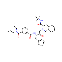 CCCN(CCC)C(=O)c1cccc(C(=O)N[C@@H](Cc2ccccc2)[C@H](O)CN2C[C@H]3CCCC[C@H]3C[C@H]2C(=O)NC(C)(C)C)c1 ZINC000198035109