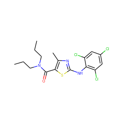 CCCN(CCC)C(=O)c1sc(Nc2c(Cl)cc(Cl)cc2Cl)nc1C ZINC000013587329