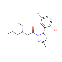 CCCN(CCC)CC(=O)N1N=C(C)C[C@H]1c1cc(Br)ccc1O ZINC000653729260