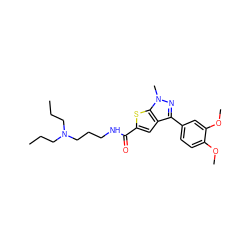 CCCN(CCC)CCCNC(=O)c1cc2c(-c3ccc(OC)c(OC)c3)nn(C)c2s1 ZINC000008596311