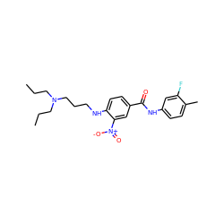 CCCN(CCC)CCCNc1ccc(C(=O)Nc2ccc(C)c(F)c2)cc1[N+](=O)[O-] ZINC000004668816