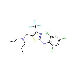 CCCN(CCC)Cc1sc(Nc2c(Cl)cc(Cl)cc2Cl)nc1C(F)(F)F ZINC000028130102