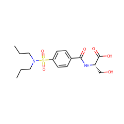 CCCN(CCC)S(=O)(=O)c1ccc(C(=O)N[C@@H](CO)C(=O)O)cc1 ZINC000474609365