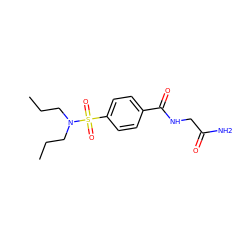 CCCN(CCC)S(=O)(=O)c1ccc(C(=O)NCC(N)=O)cc1 ZINC000067266164