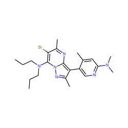 CCCN(CCC)c1c(Br)c(C)nc2c(-c3cnc(N(C)C)cc3C)c(C)nn12 ZINC000013583128