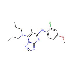 CCCN(CCC)c1c(C)c(Nc2ccc(OC)cc2Cl)nc2ncnn12 ZINC000072119803