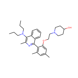 CCCN(CCC)c1c(C)nc(-c2c(C)cc(C)cc2OCCN2CCC(O)CC2)c2ccccc12 ZINC000029037838