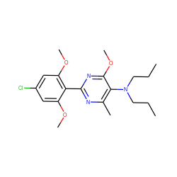 CCCN(CCC)c1c(C)nc(-c2c(OC)cc(Cl)cc2OC)nc1OC ZINC000040975697