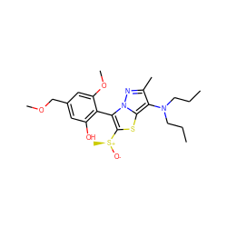 CCCN(CCC)c1c(C)nn2c(-c3c(O)cc(COC)cc3OC)c([S@+](C)[O-])sc12 ZINC000096172520