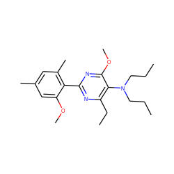 CCCN(CCC)c1c(CC)nc(-c2c(C)cc(C)cc2OC)nc1OC ZINC000034282810