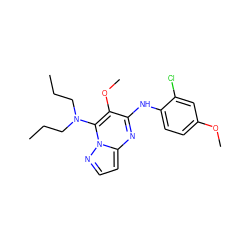 CCCN(CCC)c1c(OC)c(Nc2ccc(OC)cc2Cl)nc2ccnn12 ZINC000072119693