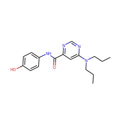 CCCN(CCC)c1cc(C(=O)Nc2ccc(O)cc2)ncn1 ZINC000049035418