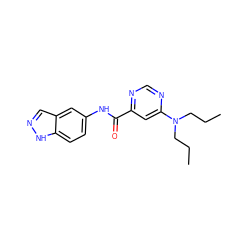 CCCN(CCC)c1cc(C(=O)Nc2ccc3[nH]ncc3c2)ncn1 ZINC000043203225