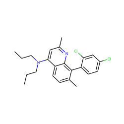 CCCN(CCC)c1cc(C)nc2c(-c3ccc(Cl)cc3Cl)c(C)ccc12 ZINC000013553462