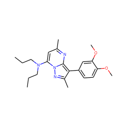 CCCN(CCC)c1cc(C)nc2c(-c3ccc(OC)c(OC)c3)c(C)nn12 ZINC000027190834