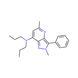 CCCN(CCC)c1cc(C)nc2c(-c3ccccc3)n(C)nc12 ZINC000013553407