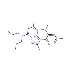 CCCN(CCC)c1cc(C)nc2c(-c3ncc(C)cc3N(C)C)c(C)nn12 ZINC000028367796