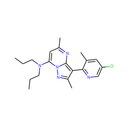 CCCN(CCC)c1cc(C)nc2c(-c3ncc(Cl)cc3C)c(C)nn12 ZINC000028361743