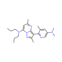 CCCN(CCC)c1cc(C)nc2c(-c3ncc(N(C)C)cc3C)c(C)nn12 ZINC000013583108